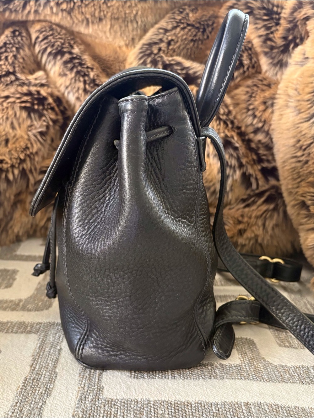 Vintage Coach Black Leather Sonoma Drawstring Backpack ~ 4925! - Picture 4 of 11